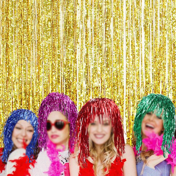 3pcs Cosplay Disco Wigs Foil Tinsel Shiny Party Hats Funny Atmosphere Festive Decoration Performance Props