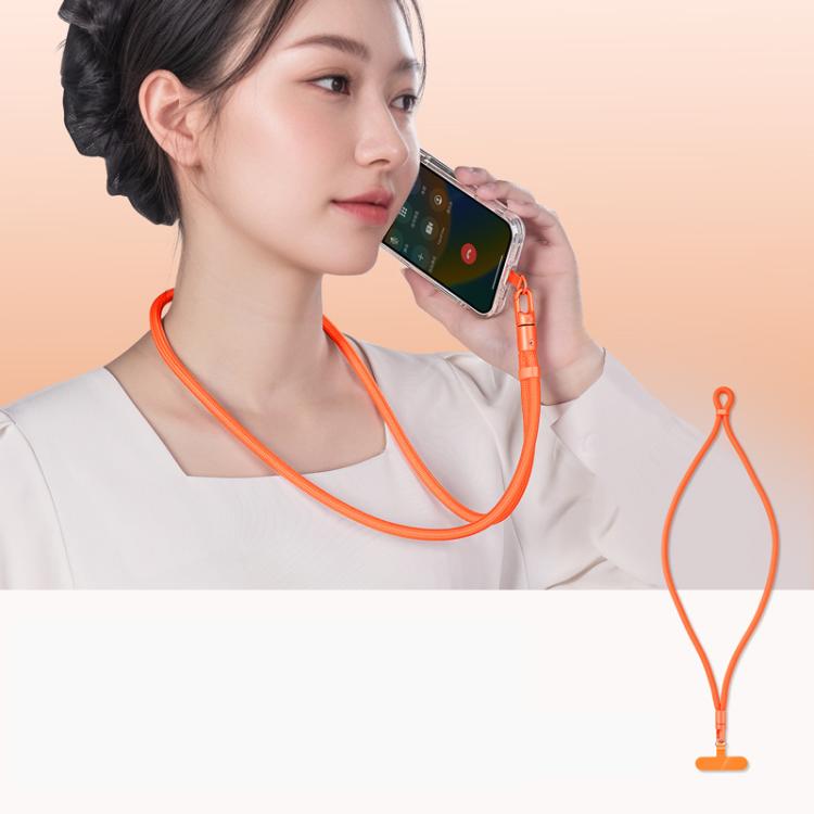 Neck Style Adjustable Phone Lanyard With Self-Locking 360-Degree Rotatable Anti-Tangle Design & TPU Clip Orange