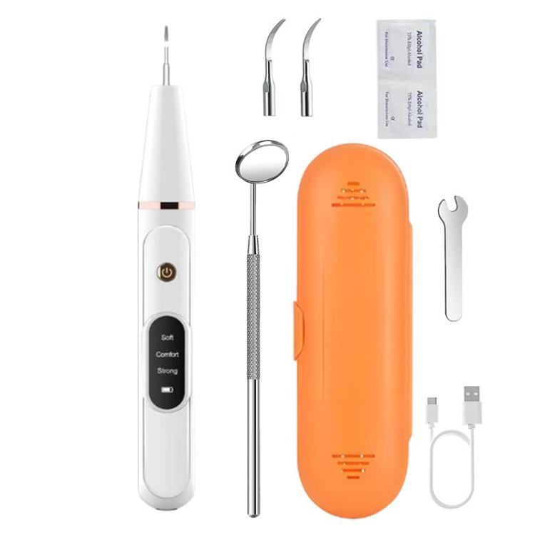 Pet Ultrasonic Teeth Cleaner Dog Tooth Brushing Kit Plaque Tartar Remover Dental Care Tool, Spec: With Gift Box Oral Mirror  - White