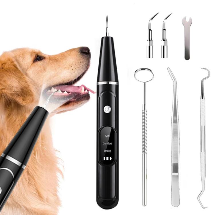 Pet Ultrasonic Teeth Cleaner Dog Tooth Brushing Kit Plaque Tartar Remover Dental Care Tool, Spec: With Gift Box Oral Mirror  - White