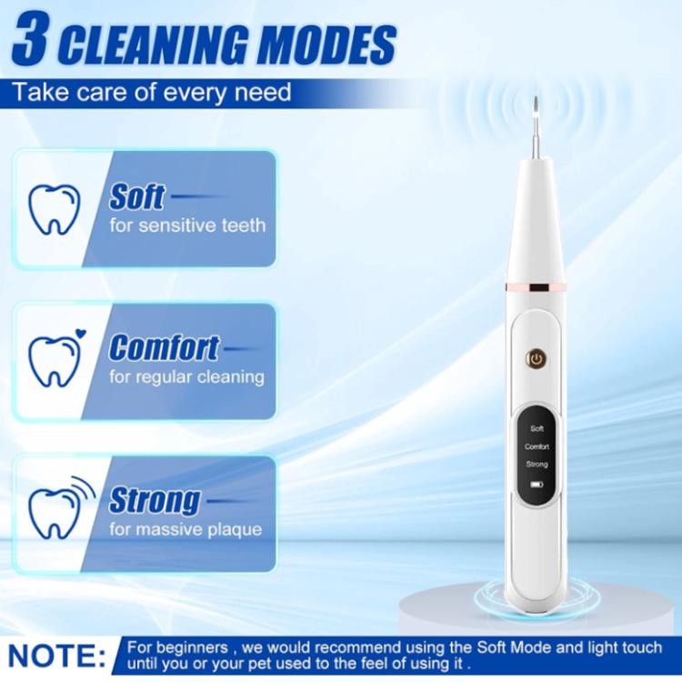 Pet Ultrasonic Teeth Cleaner Dog Tooth Brushing Kit Plaque Tartar Remover Dental Care Tool, Spec: With Gift Box Oral Mirror  - White