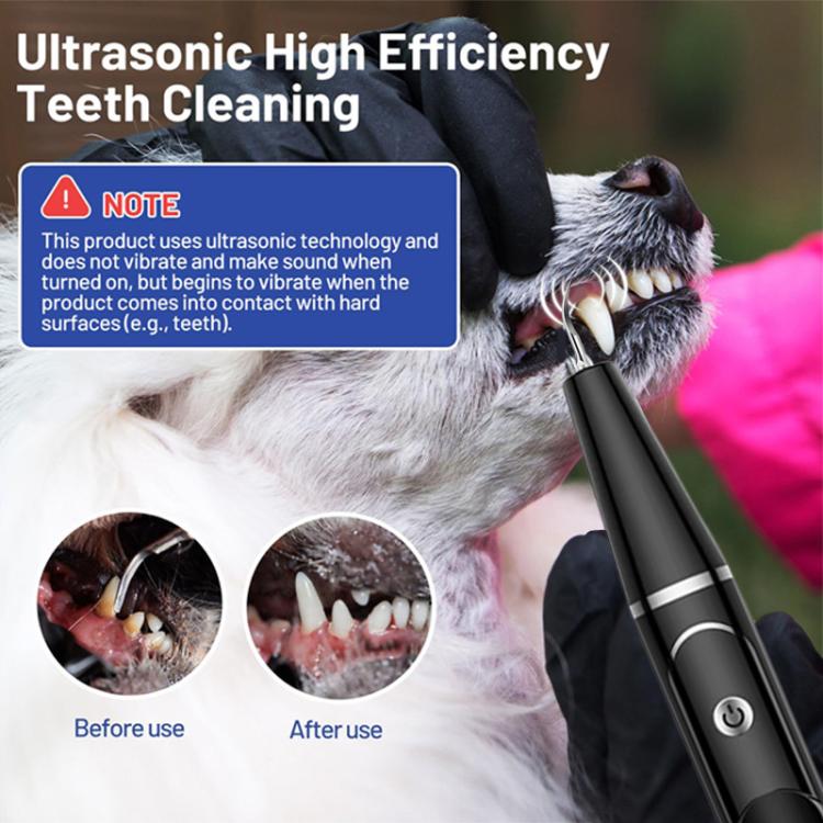 Pet Ultrasonic Teeth Cleaner Dog Tooth Brushing Kit Plaque Tartar Remover Dental Care Tool, Spec: With 3pcs Kit  - White