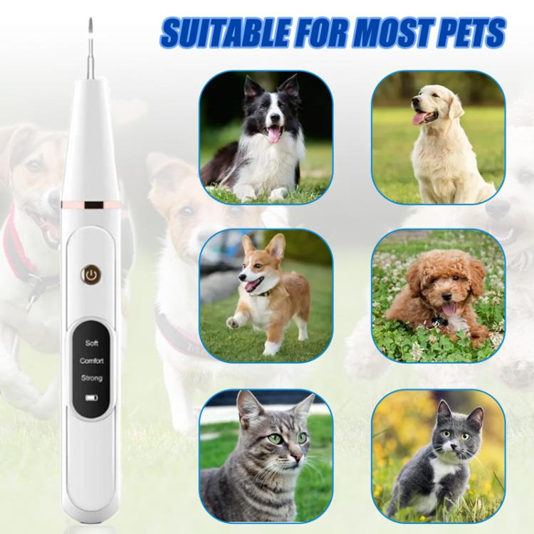 Pet Ultrasonic Teeth Cleaner Dog Tooth Brushing Kit Plaque Tartar Remover Dental Care Tool, Spec: With 3pcs Kit  - White