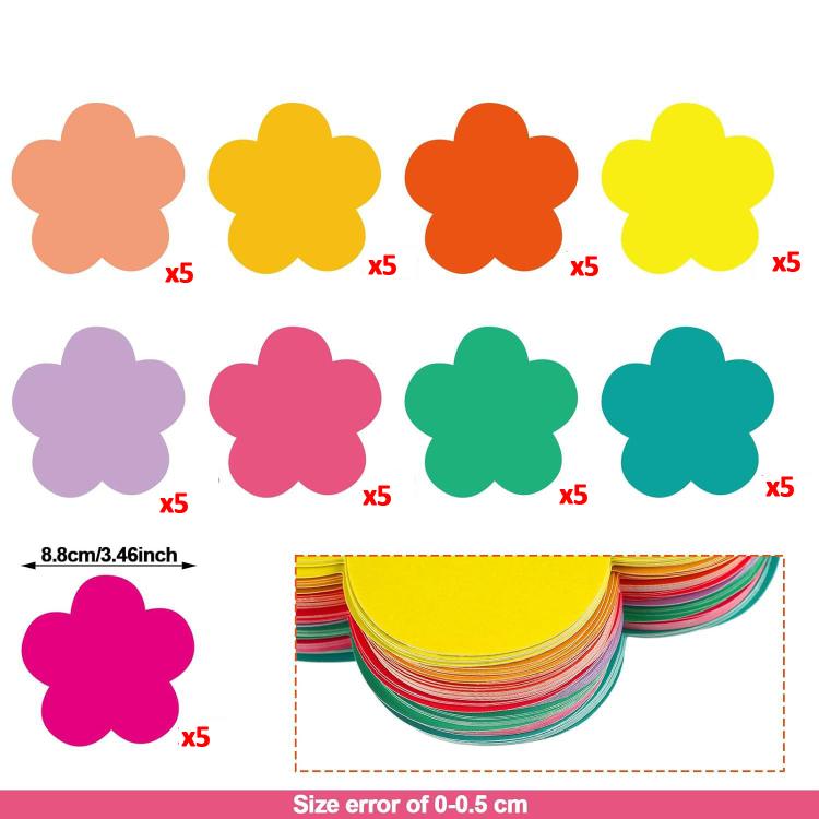 5 Sets 9pcs/Pack Colorful Floral Paper Cutouts for Classroom Bulletin Board Decorations, Spring Party Backdrop, DIY Craft Projects 8.8 x 8.8cm