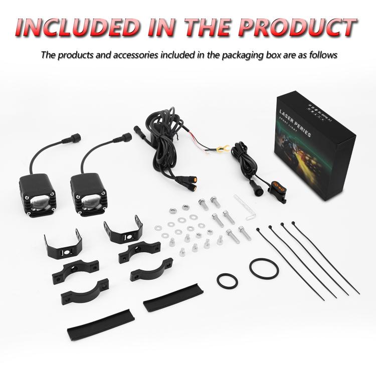 40W Motorcycle Wired Switch Integrated Waterproof Demon Eye Spotlight - Red Light