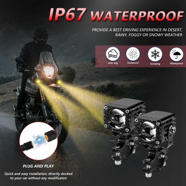 40W Motorcycle Wired Switch Integrated Waterproof Demon Eye Spotlight - Red Light