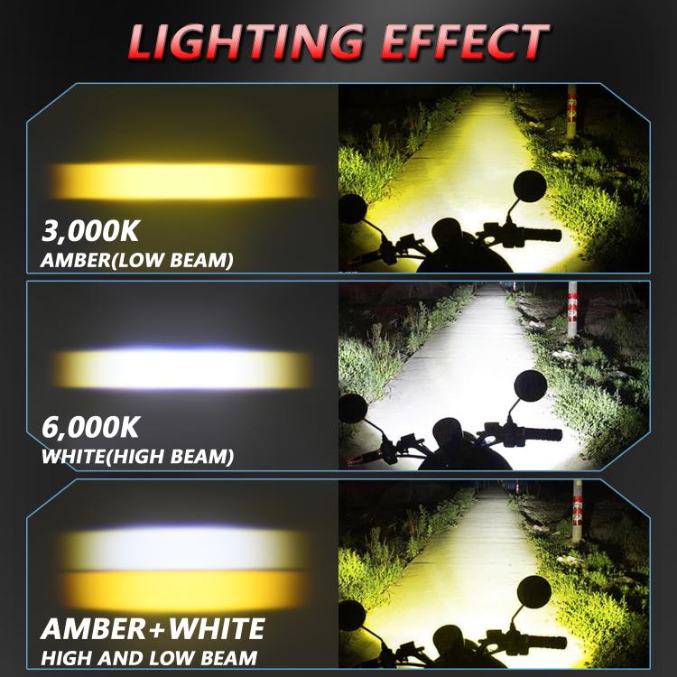 40W Motorcycle Wired Switch Integrated Waterproof Demon Eye Spotlight - Red Light