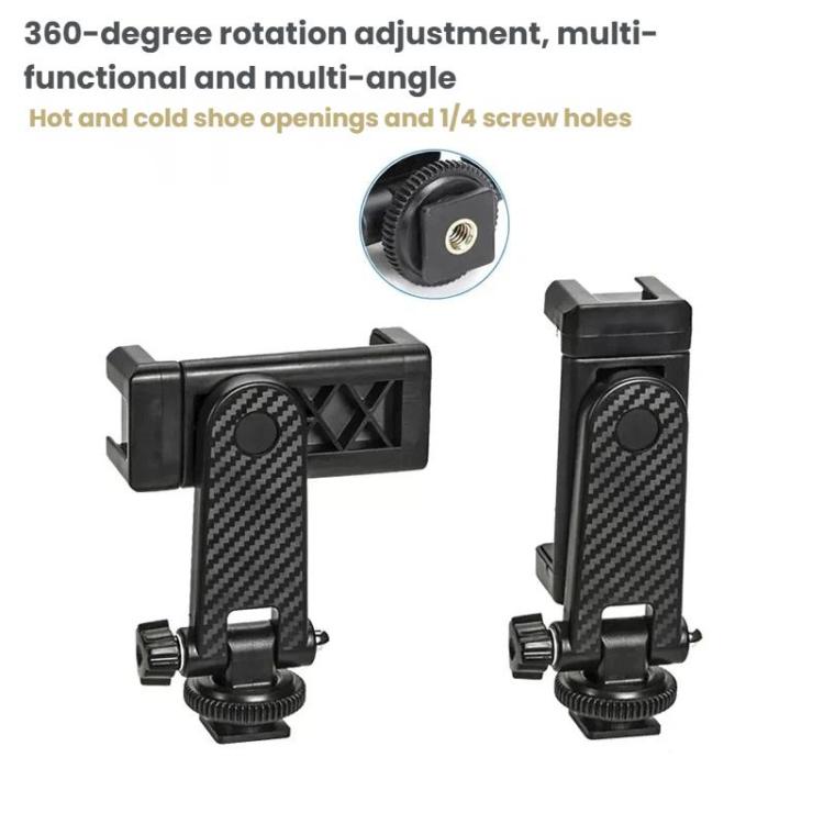 YUNTENG 007 Rotating Vertical Horizontal Phone Clamp Hot Shoe Camera Tripod Mounting Bracket