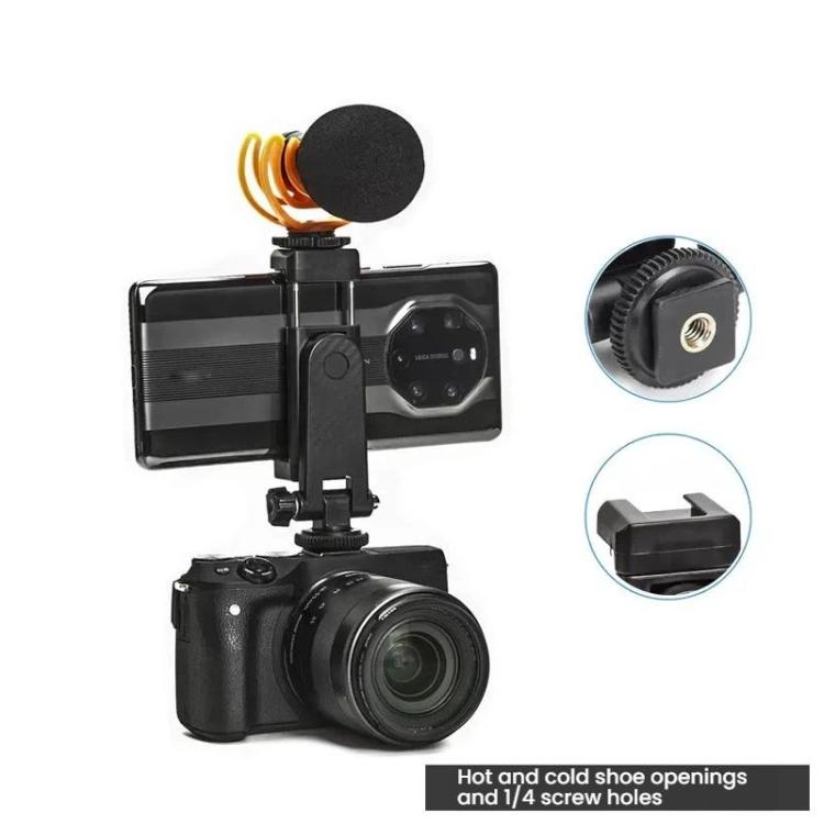 YUNTENG 007 Rotating Vertical Horizontal Phone Clamp Hot Shoe Camera Tripod Mounting Bracket