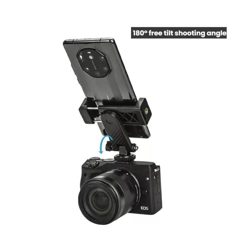 YUNTENG 007 Rotating Vertical Horizontal Phone Clamp Hot Shoe Camera Tripod Mounting Bracket