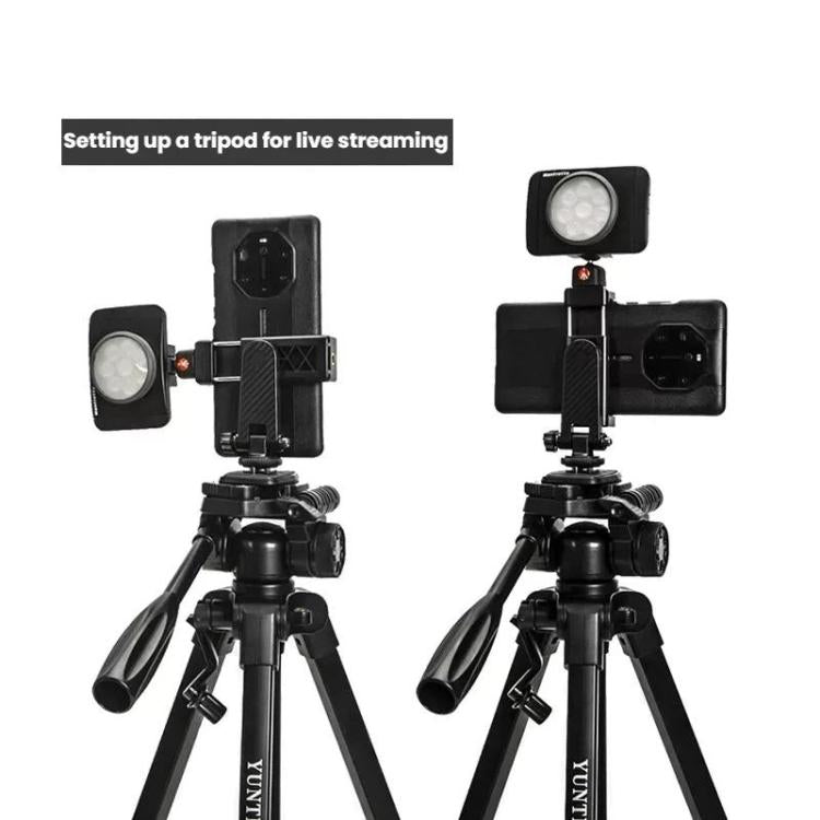 YUNTENG 007 Rotating Vertical Horizontal Phone Clamp Hot Shoe Camera Tripod Mounting Bracket