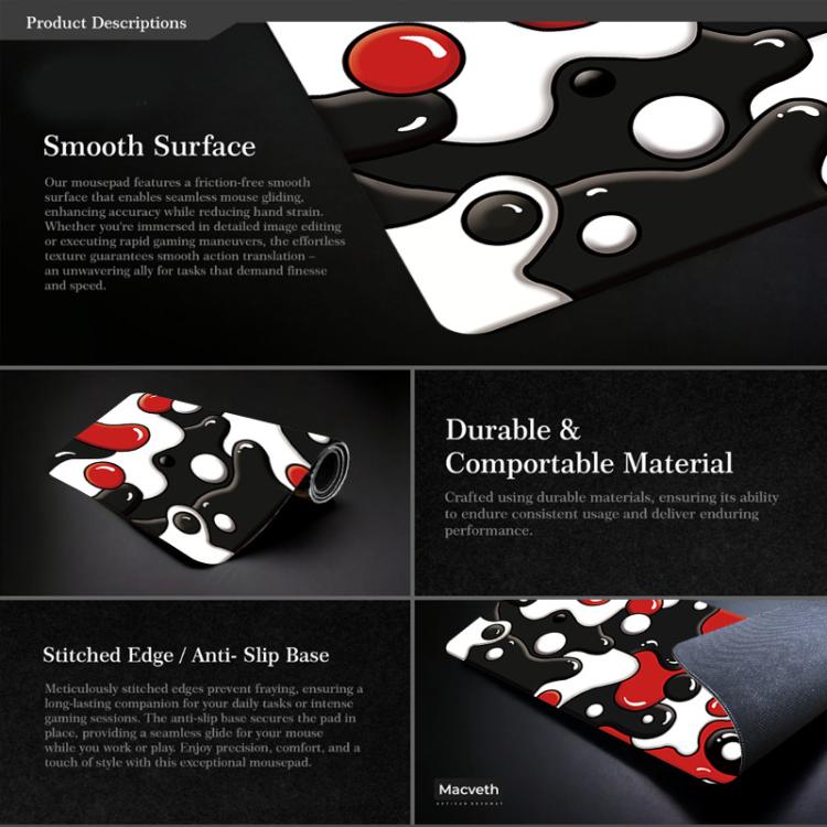 Abstract Fluid Color Blending Mouse Pad Non-Slip Rubber Desk Mat For Office, Gaming 300x800x2mm