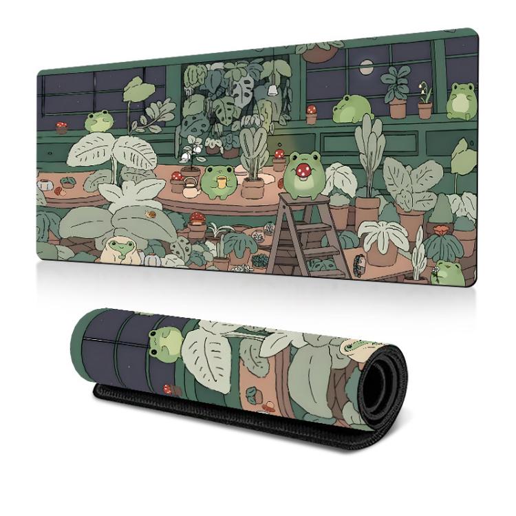 Frog Mouse Pad Cute Green Desk Mat With Non-Slip Rubber Base  For Computer Laptop 300x600x2mm