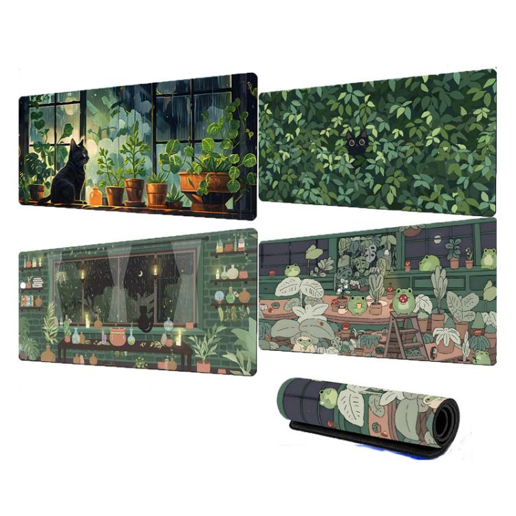 Frog Mouse Pad Cute Green Desk Mat With Non-Slip Rubber Base  For Computer Laptop 300x800x3mm