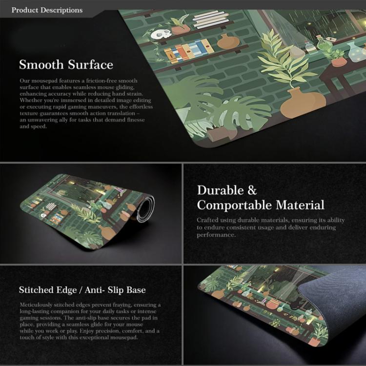 Frog Mouse Pad Cute Green Desk Mat With Non-Slip Rubber Base  For Computer Laptop 300x800x2mm