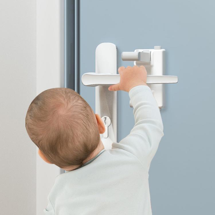 Anti-open Door Child Security Lock Baby Anti-theft Door Latch Anti-cat Dog Doorknob Lock - White Gray