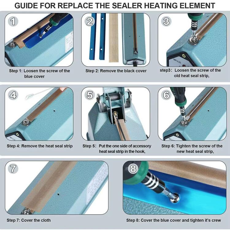 5pcs /Pack Impulse Sealer Spare Repair Parts Heat Seal Strips Replacement 200mm