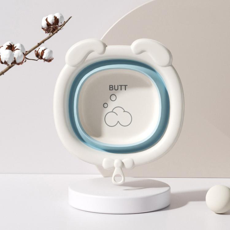 Children Silicone Folding Washbasin Portable Thickened Hangable Butt Washbasin For Babies, Color: Blue-Bunny