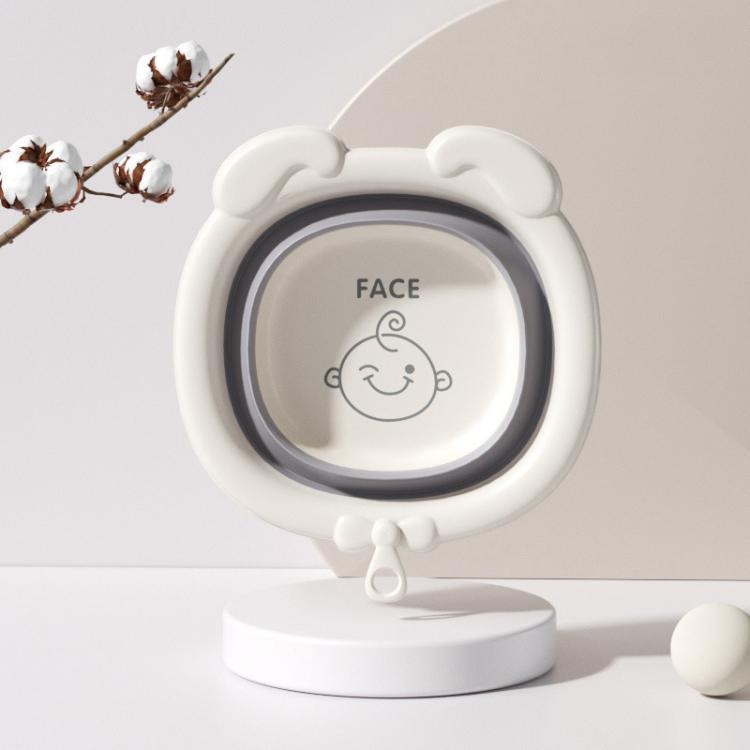Children Silicone Folding Washbasin Portable Thickened Hangable Butt Washbasin For Babies, Color: Gray-Bunny