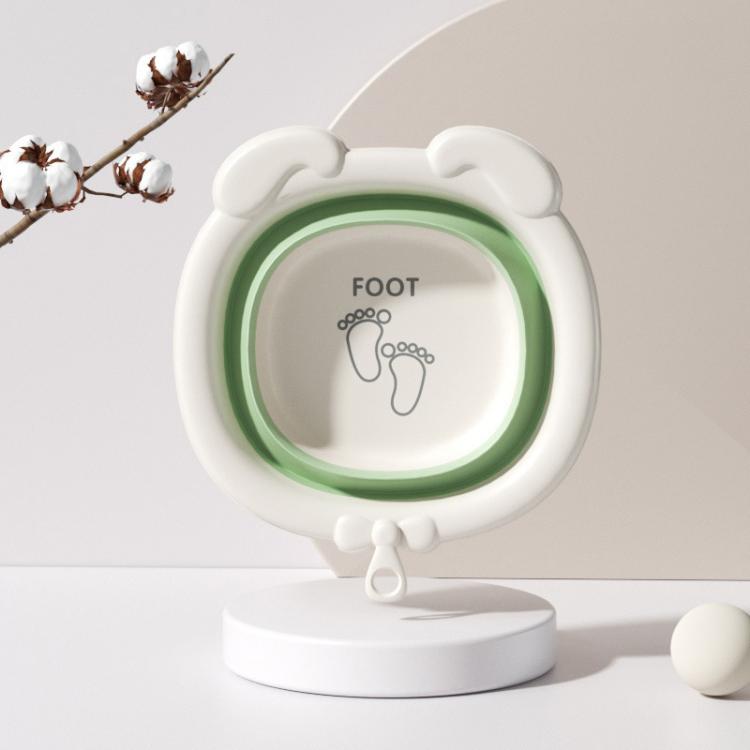 Children Silicone Folding Washbasin Portable Thickened Hangable Butt Washbasin For Babies, Color: Green-Bunny