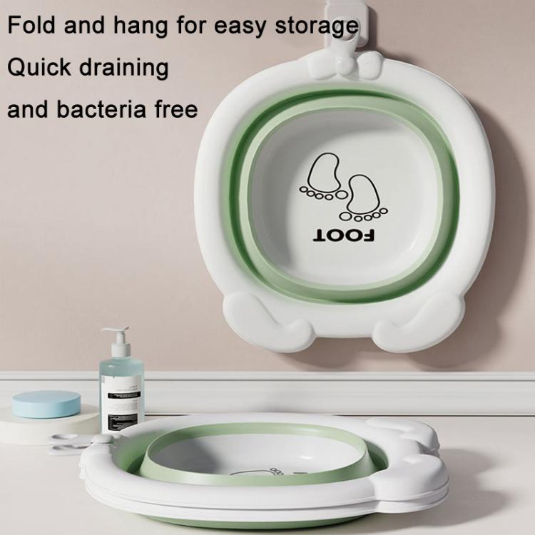 Children Silicone Folding Washbasin Portable Thickened Hangable Butt Washbasin For Babies, Color: Green-Bunny