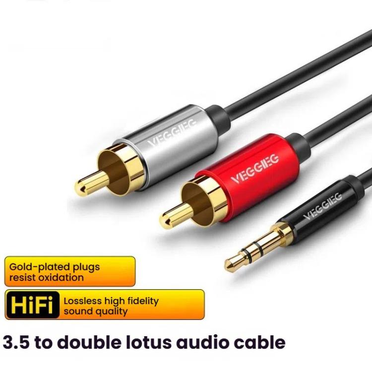 VEGGIEG 3.5mm 3.5 To 2RCA Audio Cable Cell Phone Computer Speaker Connection Cable, Length: 2m