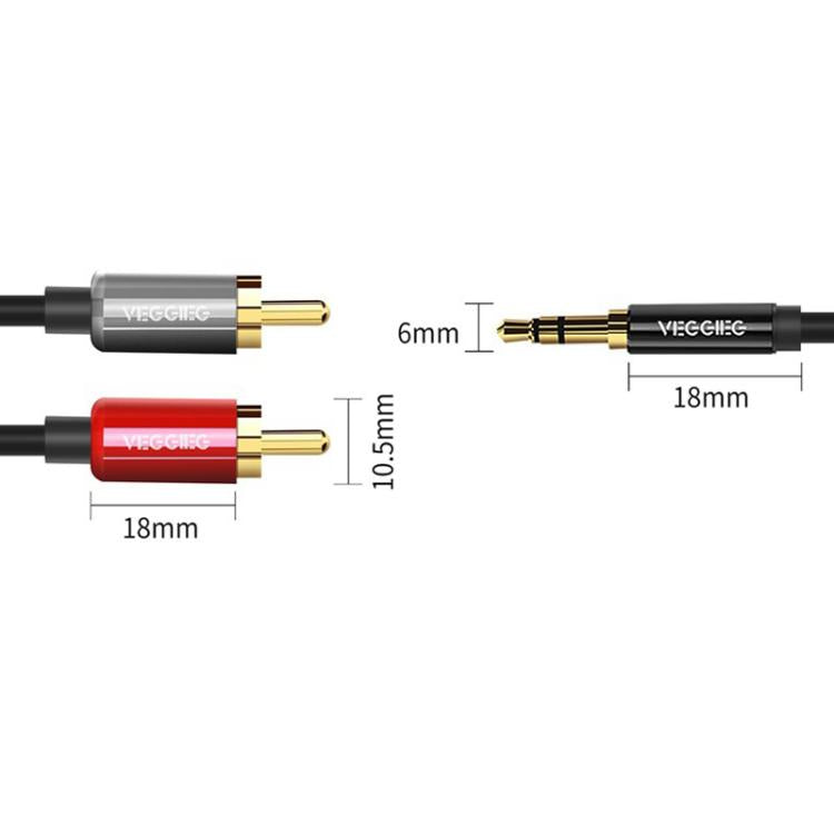 VEGGIEG 3.5mm 3.5 To 2RCA Audio Cable Cell Phone Computer Speaker Connection Cable, Length: 1m