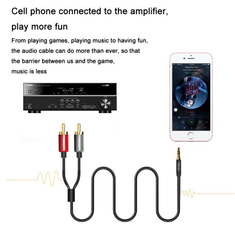 VEGGIEG 3.5mm 3.5 To 2RCA Audio Cable Cell Phone Computer Speaker Connection Cable, Length: 2m