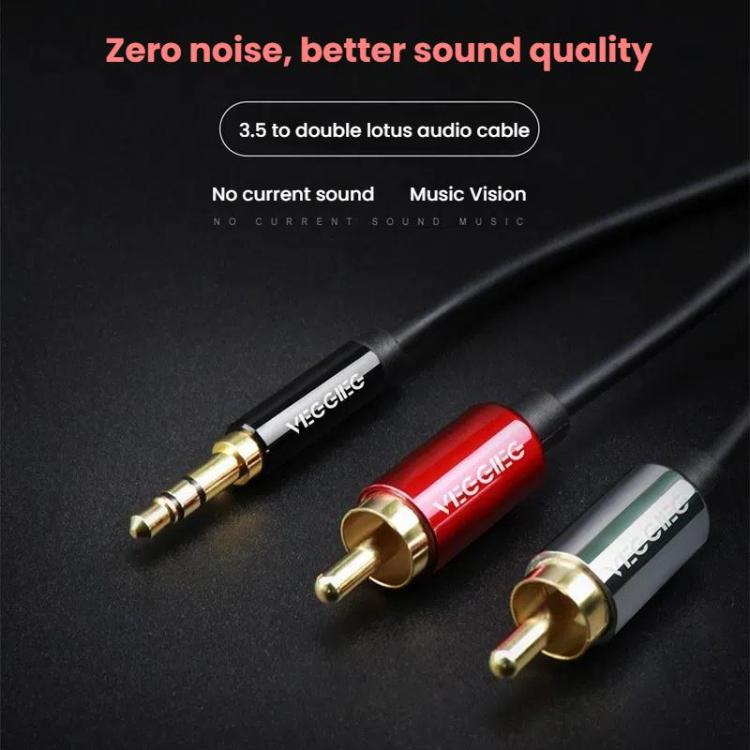 VEGGIEG 3.5mm 3.5 To 2RCA Audio Cable Cell Phone Computer Speaker Connection Cable, Length: 1.5m