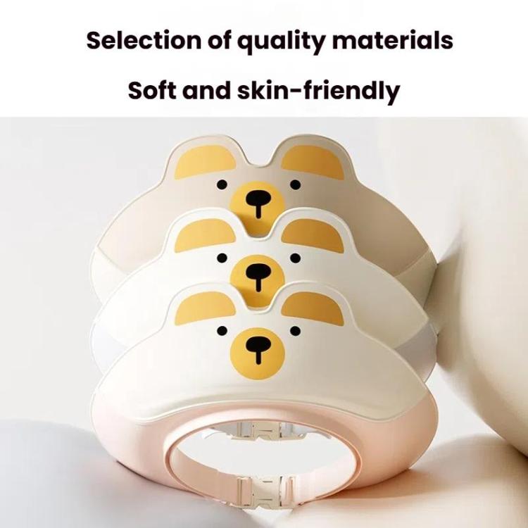 Children Shampoo Cap Shower Hat Waterproof Ear Protection Double Layer Portable Foldable Shower Cap - Coffee