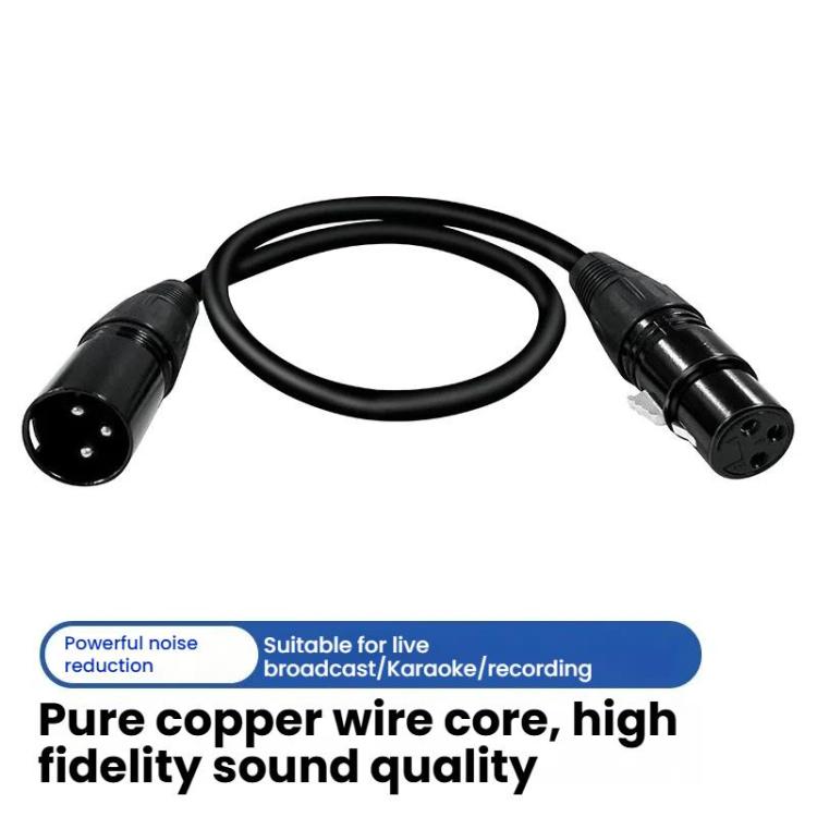 VEGGIEG Male to Female Microphone Stereo Microphone Cable Amplifier XLR Balanced Copper Cannon Audio Cable, Length: 1m - Black