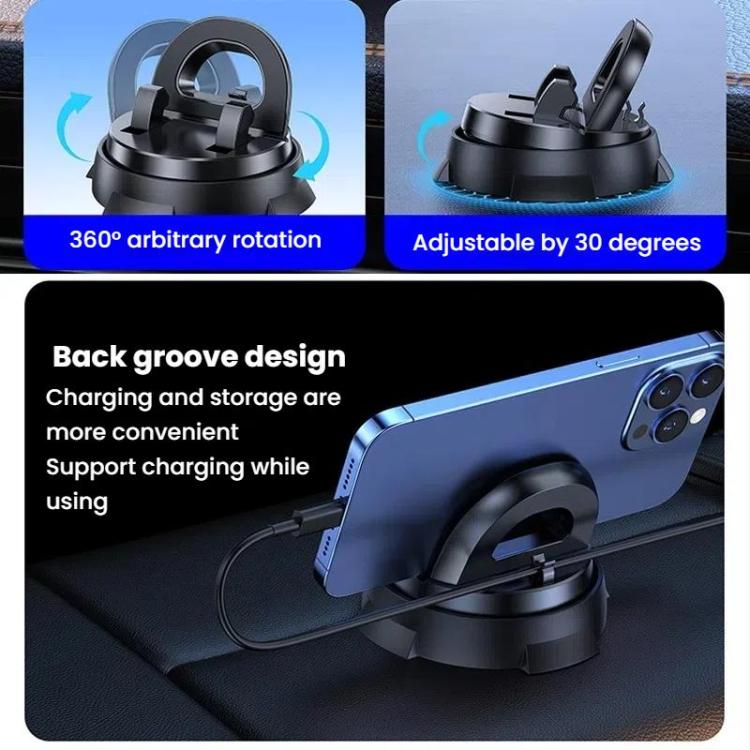 Car Navigation Stand Car Phone Holder 360 Rotating Powerful Adsorption Dashboard Multifunctional Phone Holder - Black