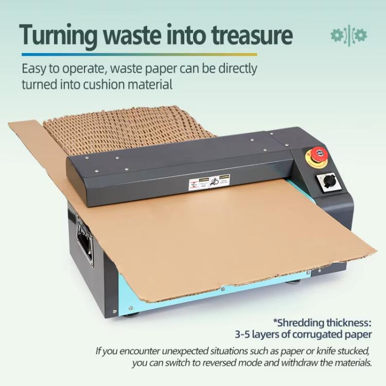35cm US Plug 370W Cardboard Shredder Handles 10mm Thickness, 5M/Min Speed For Packaging & Recycling