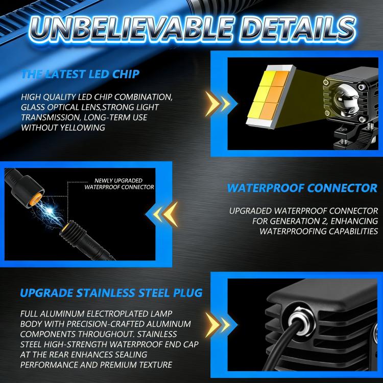 40W Motorcycle Wired Switch Integrated Waterproof Demon Eye Spotlight - Blue Light