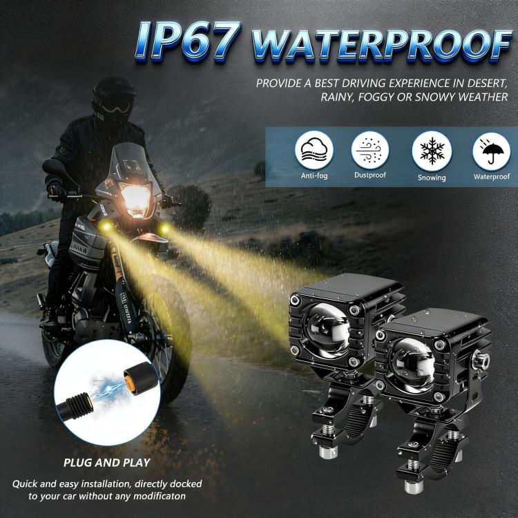 40W Motorcycle Wired Switch Integrated Waterproof Demon Eye Spotlight - Blue Light