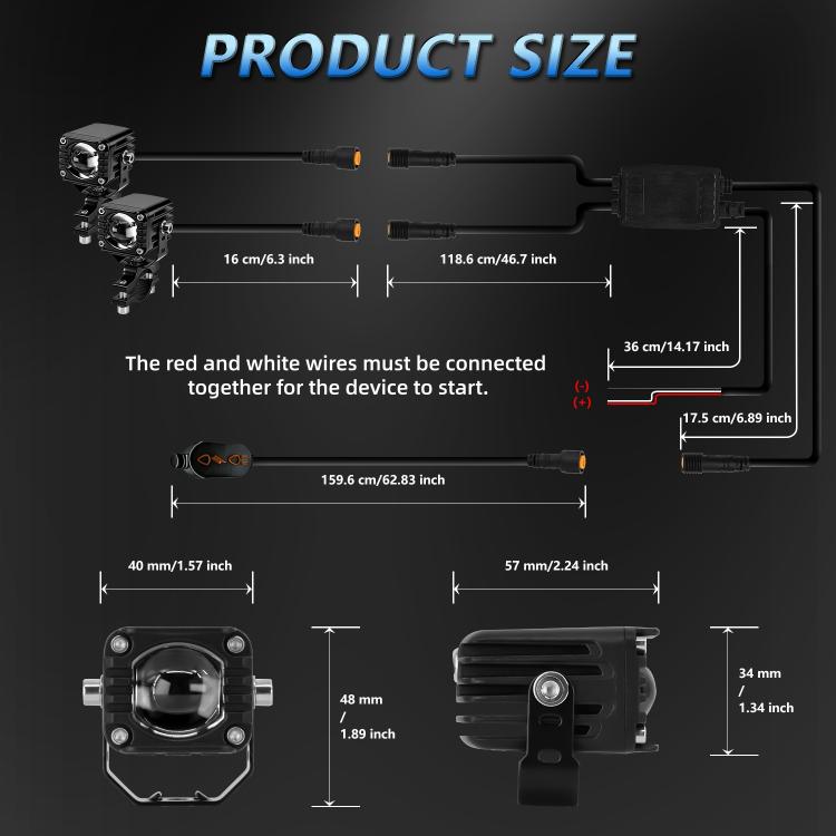 40W Motorcycle Wired Switch Integrated Waterproof Demon Eye Spotlight - Blue Light