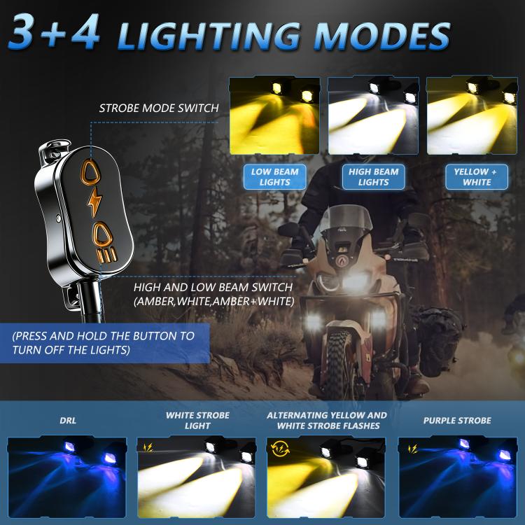 40W Motorcycle Wired Switch Integrated Waterproof Demon Eye Spotlight - Blue Light