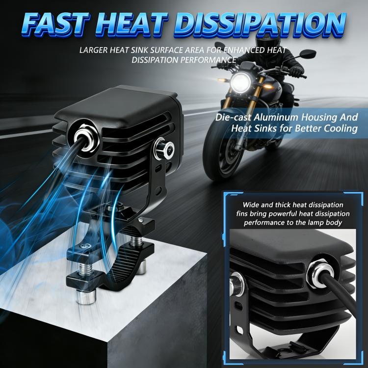 40W Motorcycle Wired Switch Integrated Waterproof Demon Eye Spotlight - Blue Light