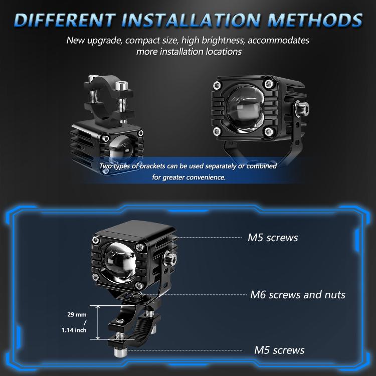 40W Motorcycle Wired Switch Integrated Waterproof Demon Eye Spotlight - Blue Light