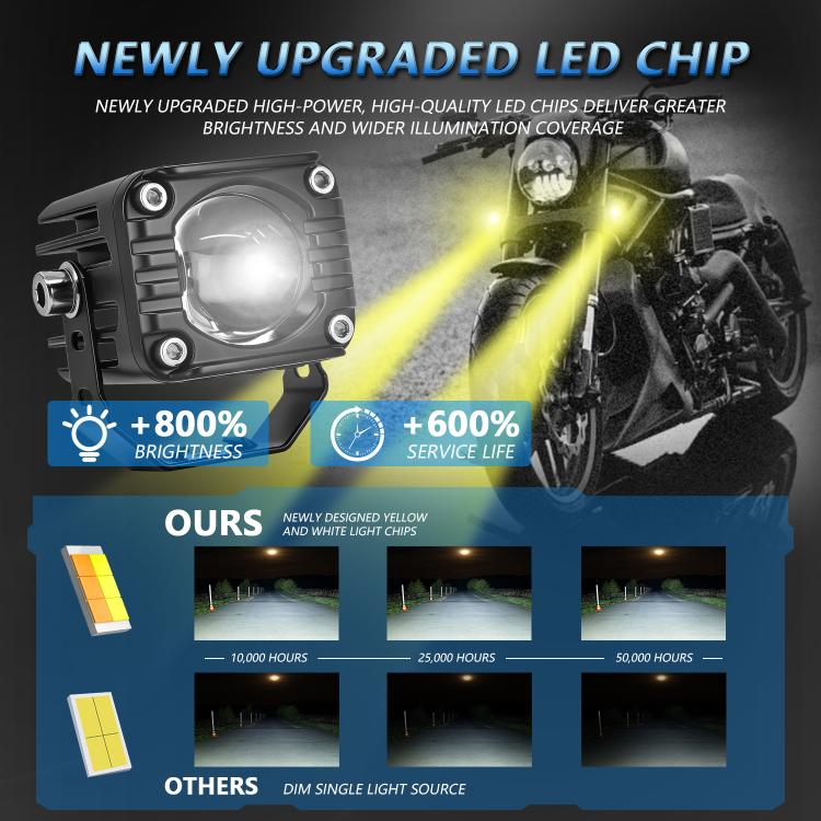 40W Motorcycle Wired Switch Integrated Waterproof Demon Eye Spotlight - Blue Light