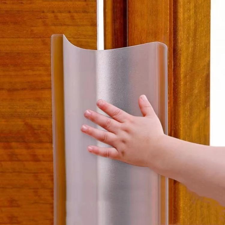 Anti-pinch Hand Door Hinge Protector Cover Home Baby Safety Door Sealing Self-adhesive Protection Strip, Spec: 120x10cm - Frosted Clear