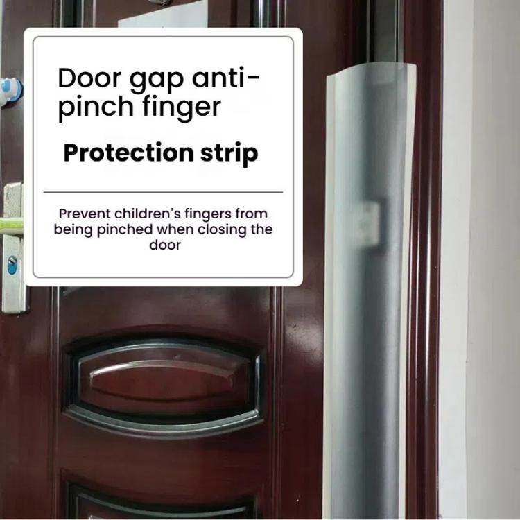 Anti-pinch Hand Door Hinge Protector Cover Home Baby Safety Door Sealing Self-adhesive Protection Strip, Spec: 120x18cm - Frosted Clear