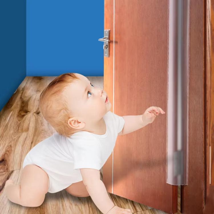 Anti-pinch Hand Door Hinge Protector Cover Home Baby Safety Door Sealing Self-adhesive Protection Strip, Spec: 120x10cm - Frosted Clear