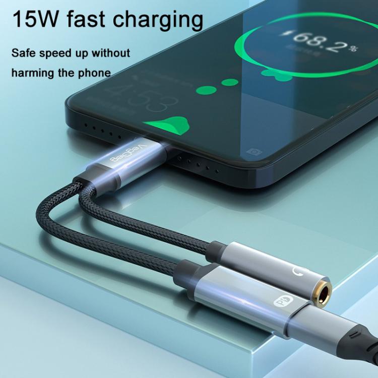 VegGieg Type-C To 3.5mm Female+PD Fast Charging Earphone Adapter Cable With Audio Cell Phone Convertor