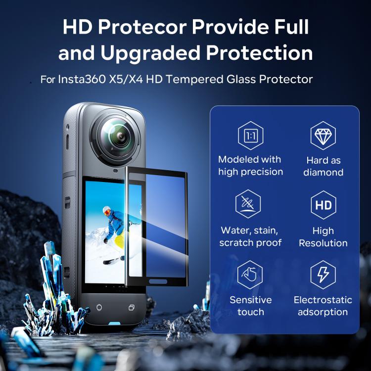For Insta360 X5 / X4 aMagisn Tempered Glass Screen Protector Anti-Scratch 9H Hardness - 1 Pack