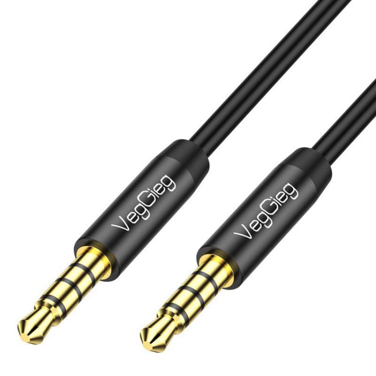 VegGieg 3.5mm Male To Male Aux Audio Cable Phone Computer Car Earphone Listening Audio Connection Cable, Length: 1m - Black