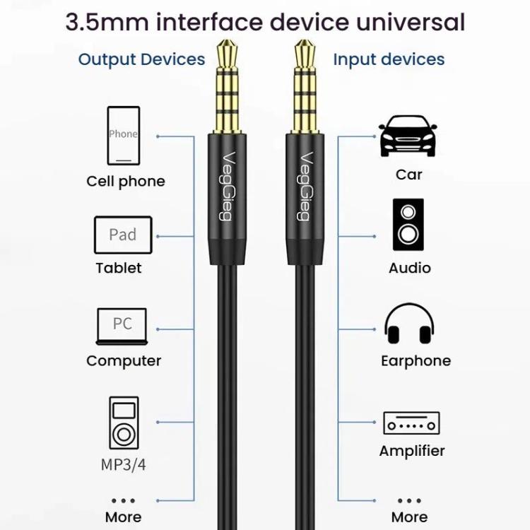 VegGieg 3.5mm Male To Male Aux Audio Cable Phone Computer Car Earphone Listening Audio Connection Cable, Length: 1m - Black