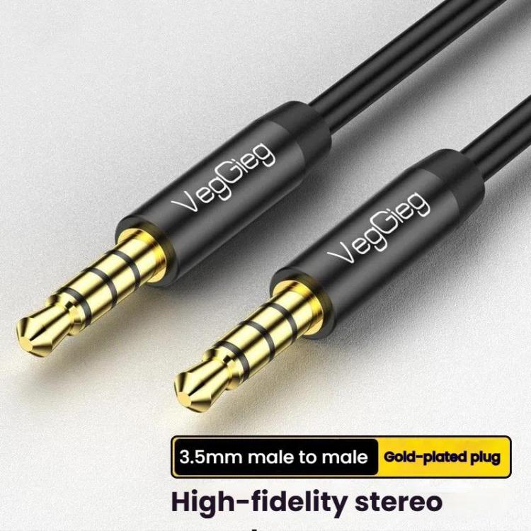 VegGieg 3.5mm Male To Male Aux Audio Cable Phone Computer Car Earphone Listening Audio Connection Cable, Length: 1m - Black