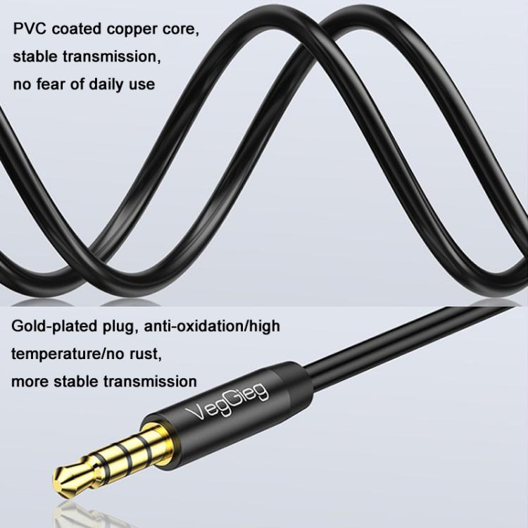 VegGieg 3.5mm Male To Male Aux Audio Cable Phone Computer Car Earphone Listening Audio Connection Cable, Length: 2m - Black