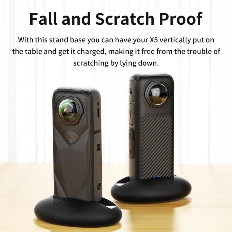 For Insta360 X5 / X4 aMagisn Silicone Base Desktop Stand Car Dashboard Holder - Black
